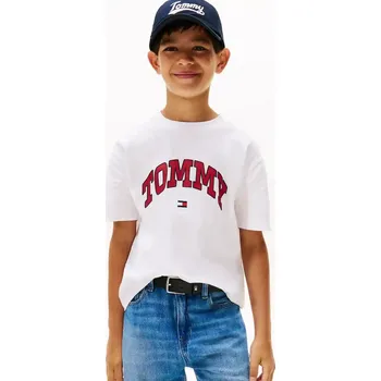 Chlapecké tričko Dětské bavlněné tričko Tommy Hilfiger bílá barva, s potiskem, KB0KB09939 KB0KB09939.104.122.9BYA 00X, vel. 116