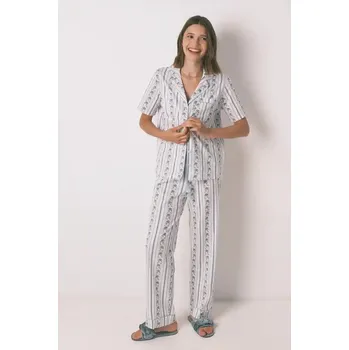 Dámské pyžamo Bavlněné pyžamo women'secret tyrkysová barva, bavlněné, 4852097 06X, vel. L