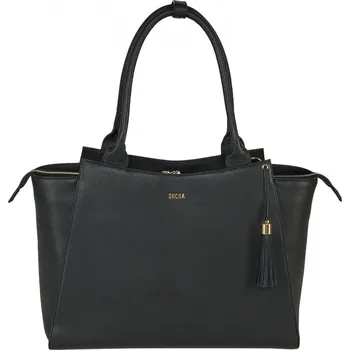 Kabelka Kožená kabelka na notebook SOCHA Caddy Black 17.3”