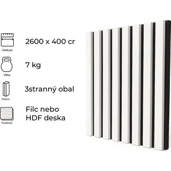 Obklad Windu Akustický obkladový panel, dekor Bílá 2600x400mm, 1,04m2