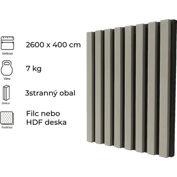 Obklad Windu Akustický obkladový panel, dekor Beton 2600x400mm, 1,04m2