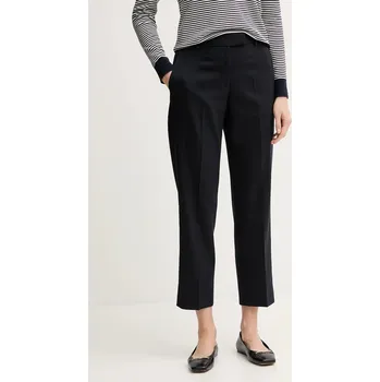 Dámské kalhoty Kalhoty s příměsí vlny Tommy Hilfiger tmavomodrá barva, střih cigarette, high waist, WW0WW48353 59X, vel. 36