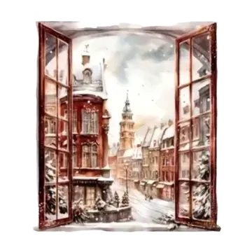 Vánoční dekorace Nažehlovací obrázek - vánoční okno II (20,4 x 23,0 cm)