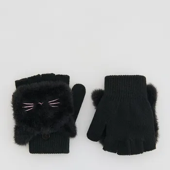 Čepice Reserved - Palčáky s&nbsp;kožešinou a&nbsp;ušima - černý - 759GT-99X - 759GT-99X-9Y1