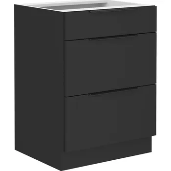 Kuchyňská linka Spodní skříňka Siena 60 D 3S BB - Premium Box Barva korpusu: Černá, Barva dvířek: Černá