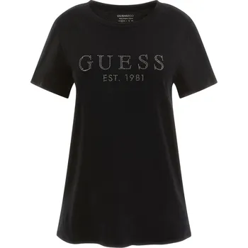 Dámské Tričko s krátkým rukávem GUESS SS GUESS 1981 CRYSTAL EASY TEE W3GI76K8G01-JBLK – Černá L