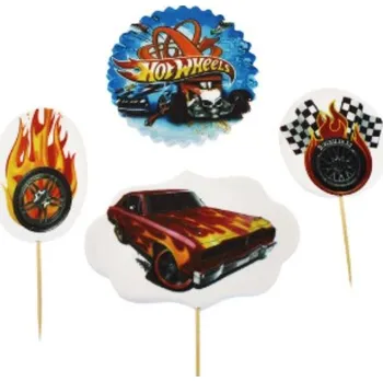 Jedlá dekorace na dort Cukrová figurka zápich Hot wheels - K Decor