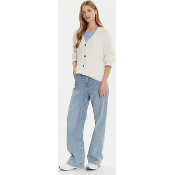Dámský svetr Tommy Jeans Kardigan Cable DW0DW21681 Écru Relaxed Fit M