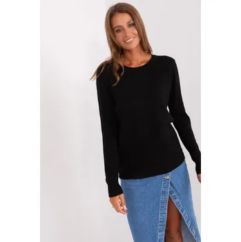 Dámský svetr Klasický svetr s kulatým výstřihem model 90125 černý