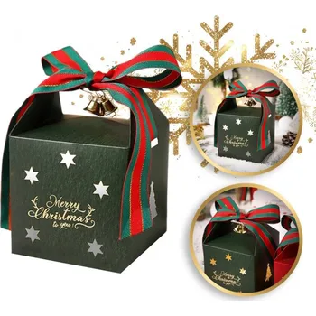 Vánoční dekorace Flamenco Mystique Dekorativní dárková krabička MERRY CHRISTMAS s mašlí 10x10x10 cm