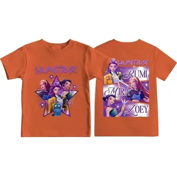 KPop Demon Hunters (Lovkyně démonů) KPop Demon Hunters dívčí tričko s oboustranným potiskem Barva: Oranžová, Velikost: 160