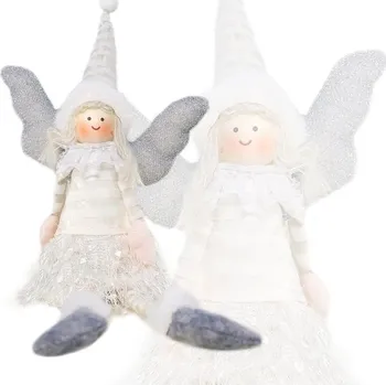 Vánoce Flamenco Mystique Sedící Vánoční Anděl 38 cm, Plyšový s Pískem, Šířka 11 cm