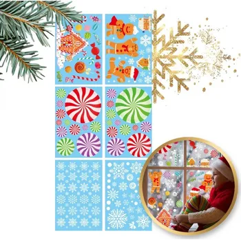 Vánoční dekorace Flamenco Mystique Barevné vánoční nálepky na okno 6 archů 20 x 30 cm nkd14