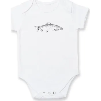 Kojenecký body Pstruh duhový rovný - Body kojenecké s krátkým rukávem - Krátký r. 6-12 mes ( Bílá )