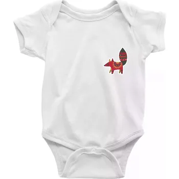 Kojenecký body Folklor na prsu liška - Body kojenecké s krátkým rukávem - Krátký r. 6-12 mes ( Bílá )