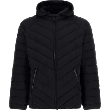 Pánská Zimní prošívaná bunda GUESS STRETCH HOODIE JACKE M2YL15WEQP0-JBLK – Černá XL