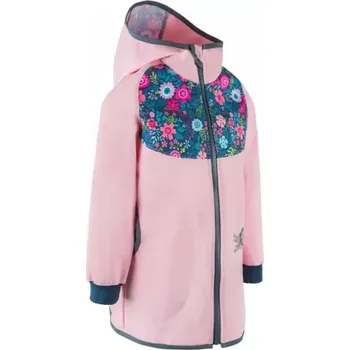 Dívčí bunda Unuo Dětský softshellový kabátek bez zateplení Sv. růžová Květinky 122/128