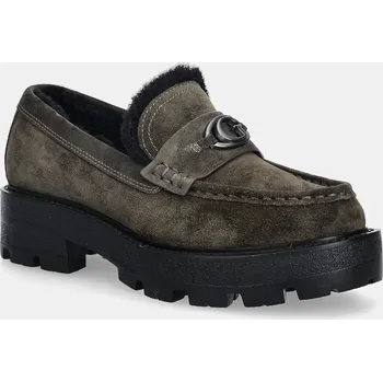 Dámské mokasíny Semišové mokasíny Guess YANIKAY dámské, zelená barva, na platformě, FLFYKY SUE14 FLFYKY.SUE14.GREEN 78X, EUR 41