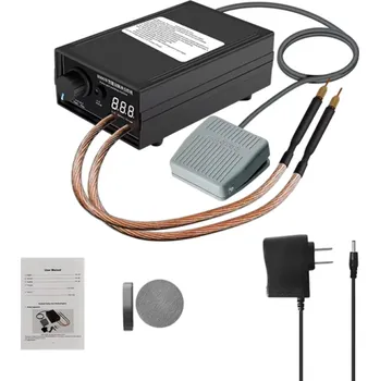 Svářečská kukla 8000W Mini bodová svářečka sada s pedálem a displejem 18650 baterie Rychlonabíjecí Přenosná svářečka s kolečkem na regulaci výkonu