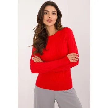 Dámský svetr Klasický svetr se vzorem model 38200 tmavě červený