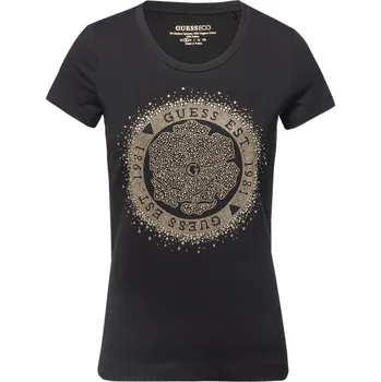 Dámské tričko Dámské Tričko s krátkým rukávem GUESS SS CN ROUND CAMELIA TEE W4RI47J1314-JBLK – Černá XS