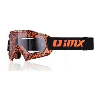 Motocyklové brýle BRÝLE IMX MUD GRAFICKÉ ORANŽOVÉ MX19 CROSS ENDURO BRÝLE