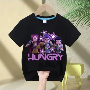 KPop Demon Hunters (Lovkyně démonů) KPop Demon Hunters dětské tričko černé nebo bílé s potiskem (Huntrix) Barva: černá (5), Velikost: 150