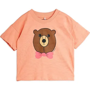Dětské bavlněné tričko Mini Rodini Bear oranžová barva, s potiskem, 25720107 32X, vel. 140-146