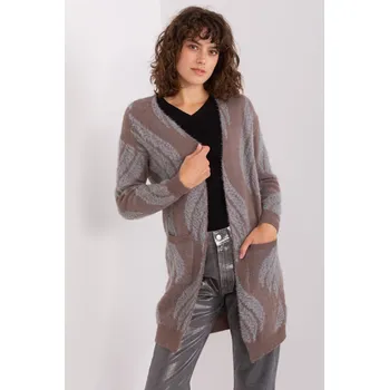 Dámský svetr Kardiganový svetr s krátkým vlasem model 50100 barva cappuccino