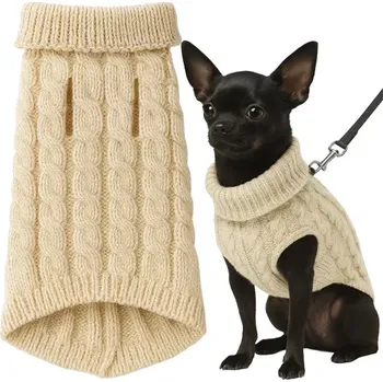 Obleček pro psa Bežový zimní svetr pro psa a kočku S Purlov