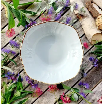 BERNADOTTE mísa kompotová 23 cm, zlatá páska, Thun 1794 (Porcelánová mísa 2. jakost)