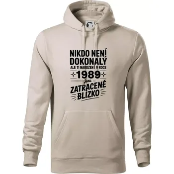 Pánská mikina Nikdo není dokonalý ale ti narození v roce 1989 jsou zatraceně blízko - Mikina pánská Cape s kapucí - 5XL ( Ledově šedá )