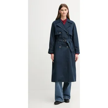 Dámský kabát Trench kabát Pepe Jeans tmavomodrá barva, PL4024349 59X, vel. XL