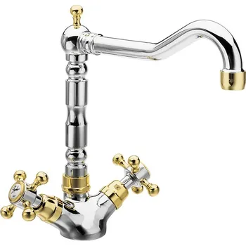 Vodovodní baterie Sapho ANTEA stojánková dřezová baterie s retro hubicí, chrom/zlato