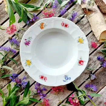 Talíř BERNADOTTE talíř hluboký 23 cm, barevná házenka, Thun 1794 (Porcelánový talíř 2. jakost)