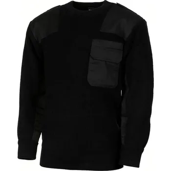 Pánský svetr MFH Svetr BW s náprsní kapsou a nárameníky ČERNÝ velikost: 48 + Doprava zdarma na další nákup