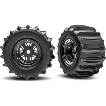 RC náhradní díl Traxxas kolo 3.6/4,7", disk Sand Car černý chrom, pneu belted paddle (zadní) (pár)