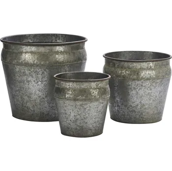 Obal na květináč MADAM STOLTZ Kovový obal na květiny Round Galvanized S