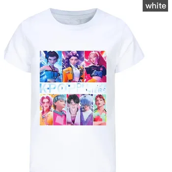 Dívčí tričko KPop Demon Hunters (Lovkyně démonů) KPop Demon Hunters bavlněné tričko s potiskem postav Barva: Bílá, Velikost: 100