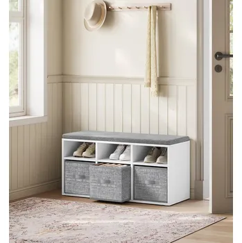 Úložný box Botník s 6 příhrádkami 30,3 x 87 x 48 cm | bílo-šedá