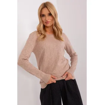 Dámský svetr Klasický svetr s kulatým výstřihem model 90125 béžový