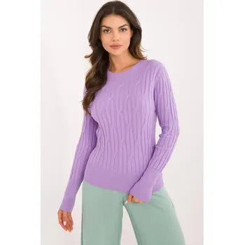 Dámský svetr Klasický svetr se vzorem model 38200 barva lila