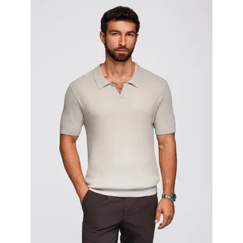 Pánská polokošile bez knoflíků s otevřeným límečkem - světle šedá V3 OM-POSS-0160 - S