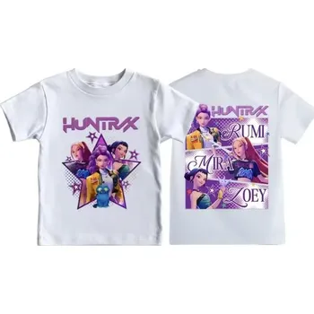 Dívčí tričko KPop Demon Hunters (Lovkyně démonů) KPop Demon Hunters dívčí tričko s oboustranným potiskem Barva: Bílá, Velikost: 150