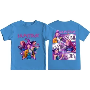 Dívčí tričko KPop Demon Hunters (Lovkyně démonů) KPop Demon Hunters dívčí tričko s oboustranným potiskem Barva: modrá, Velikost: 130