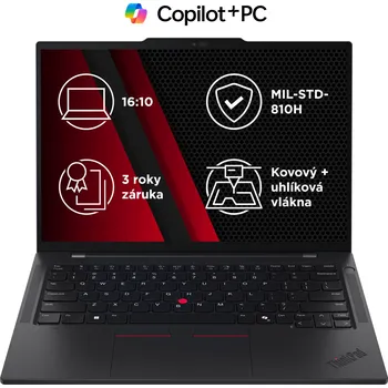 Notebook Lenovo ThinkPad T14s Gen 6 21N1 - Provedění závěsu 180 stupňů - Snapdragon X Plus - X1P-42-100 / až 3.4 GHz - Win 11 Pro (na ARM) - Qualcomm Adreno - 16 GB RAM - 512 GB SSD TCG Opal Encryption 2, NVMe - 14" IPS dotykový displej 1920 x 1200 - Bluetooth, Wi