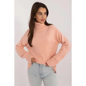 Dámský svetr Rolákový svetr se vzorem model 42135 růžový