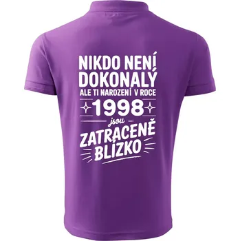 Pánská košile Nikdo není dokonalý ale ti narození v roce 1998 jsou zatraceně blízko - Polokošile pánská Pique Polo 203 - 4XL ( Fialová )