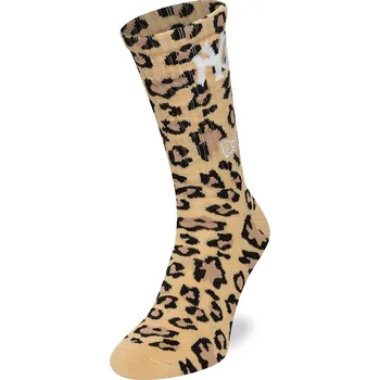 Pánské ponožky Vysoké bavlněné ponožky New Era MLB LEOPARD CREW SOCKS 1PK NEW YORK YANKEES béžová 60684245 - 35-38 | UK 8 | US 10,5