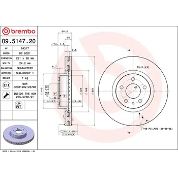 Brzdový kotouč Brzdový kotouč BREMBO 09.5147.20